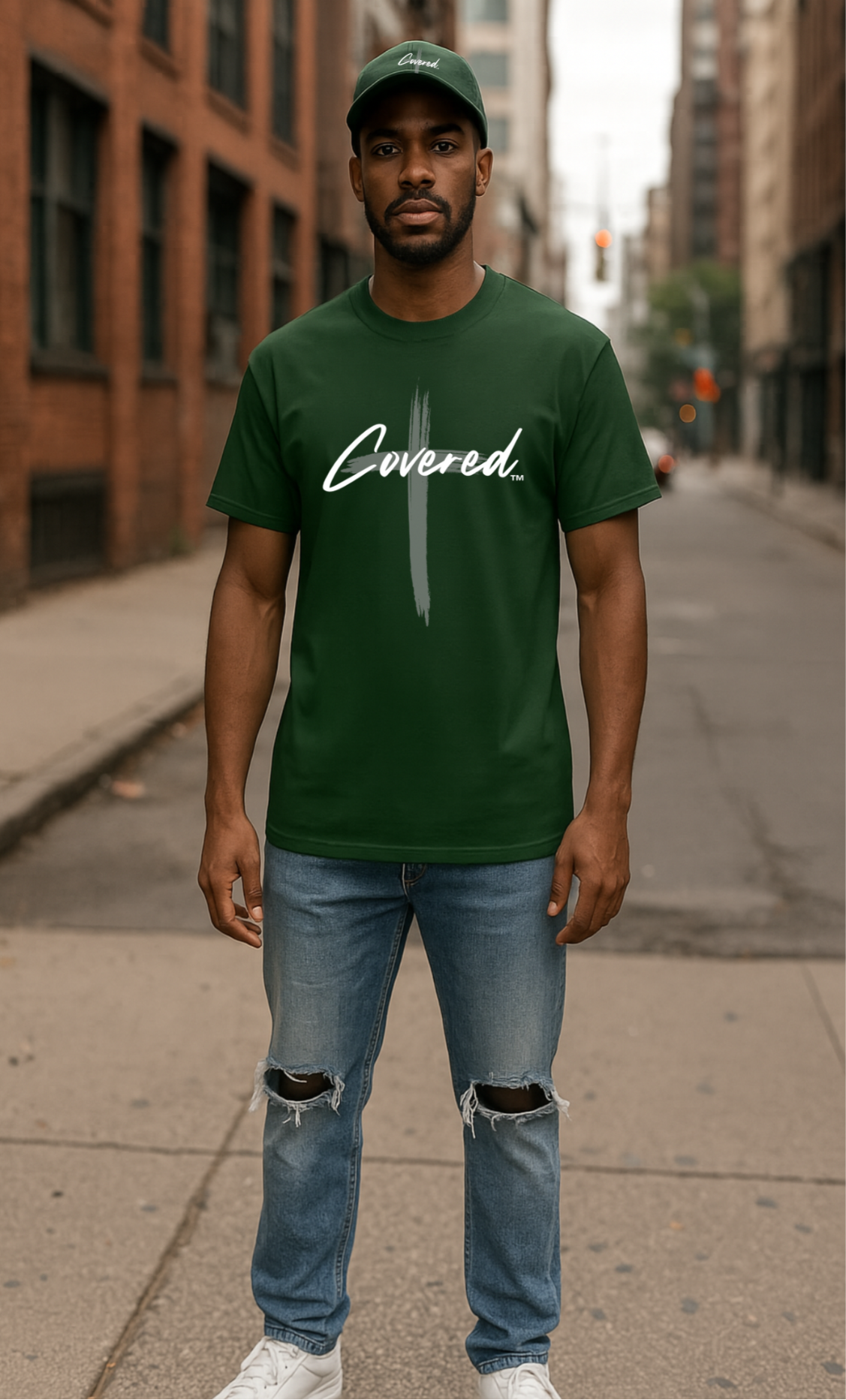 "COVERED" Brand Logo T-Shirt (Green)
